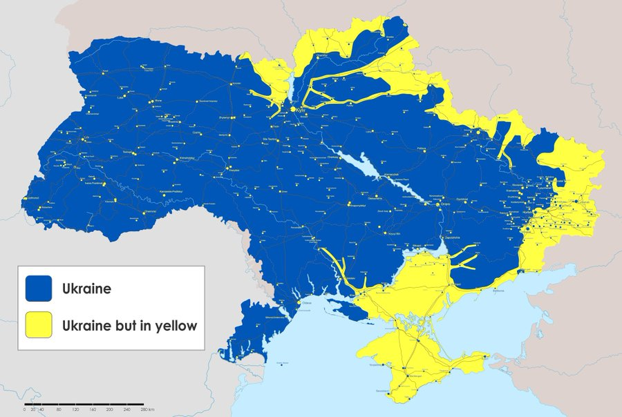 Синее — Украина Желтое — Тоже Украина но в желтом