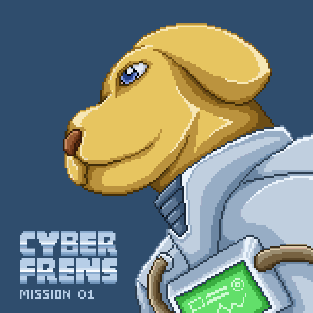 Space dog get mission for Cyberfrens planet. i create this picture in 1 hour.
<a href="/cyber_frens/">Cyber Frens</a>  join us!
<a href="/Pixel_Dailies/">Pixel Dailies</a>
 #pixel_dailies #pixelart #pixelartist #ドット絵 #NFTCommumity
