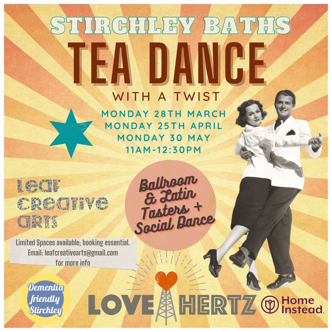 Great to see a new dementia friendly session at <a href="/stirchleybaths/">Stirchley Baths</a> . If you fancy a taster lesson in Latin or ballroom, or even just a cuppa and a slice of cake, then pop along