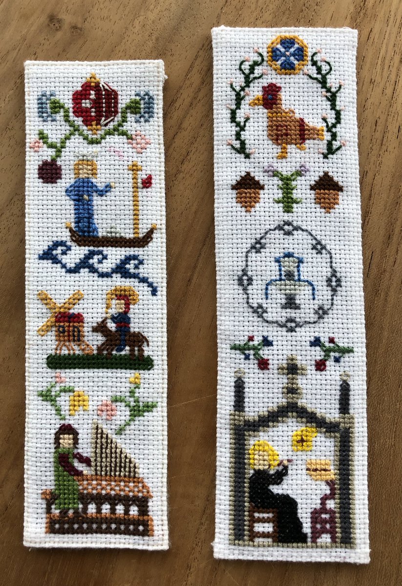 amrasmus1300's tweet photo. Our undergraduate researcher-maker Ellen Siebel-Achenbach's latest project: embroidered medieval badge bookmarks! 

The sampler for the bookmark on the right, featuring Saint Bridget of Sweden, is up on https://t.co/8zWOdIgfrF. The one on the left is to come. https://t.co/T2HNMrAva7