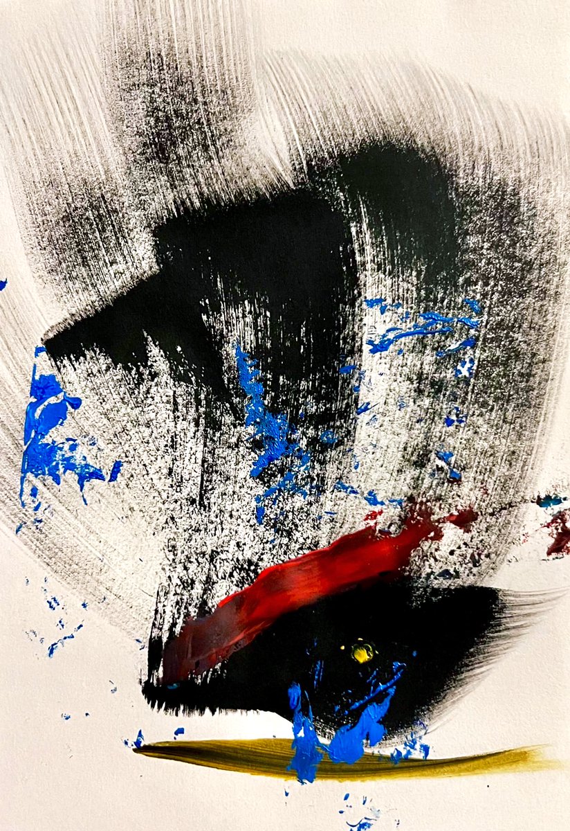 AhkaRhash's tweet photo. Silly share: 
The paper I used to wipe the paint off my brushes transformed to a quirky piece of art on its own merit. 

It resembles some sort of an odd turkey in my eyes 

#Art #Brush #Painting #Paint #Abstract #ArtistOnTwitter https://t.co/MDZTtEtI13