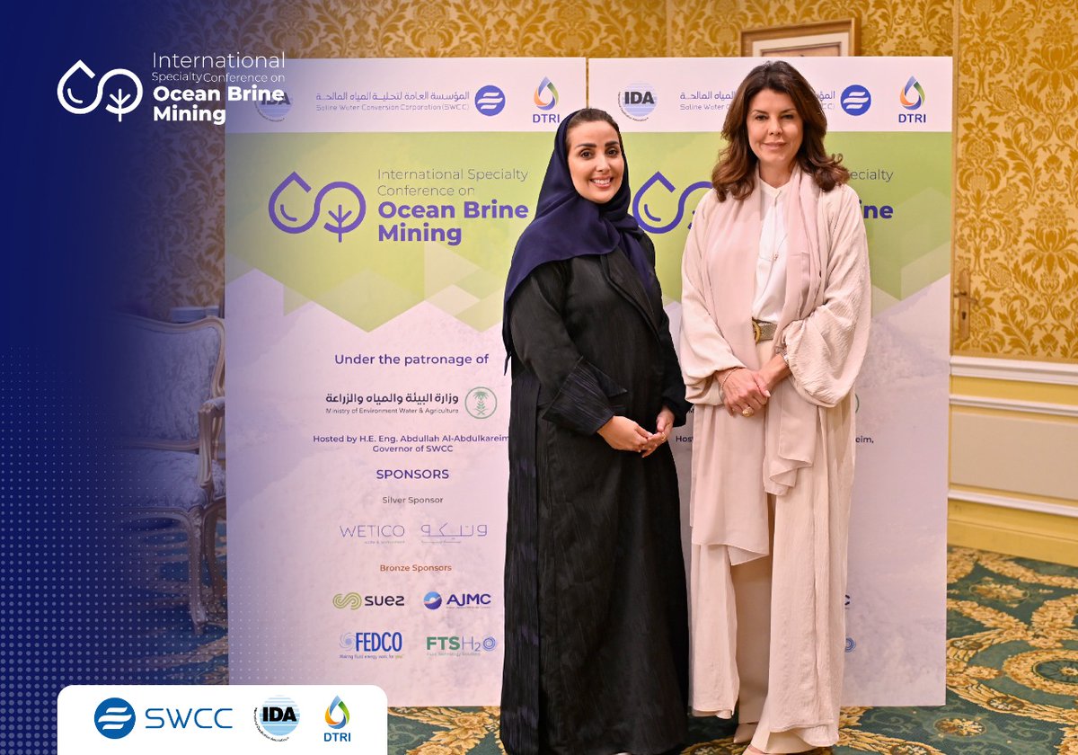 BrineMining's tweet photo. SWCC organizes IDA-SWCC-DRTI international speciality conference to discuss the latest advanced technologies in brine mining, forge strategic partnerships with key stakeholders and to identify future investment opportunities.

#SWCC #IDA #DTRI https://t.co/9c0rBXsxoU