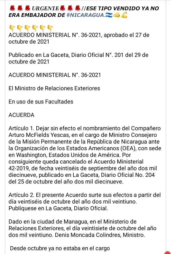 SomosMD2's tweet photo. QUE SE SEPA ! el señor Macfields NO OCUPA NINGUN CARGO en la #OEA ni en el gobierno de #Nicaragua por lo tanto  lo que diga no tiene ninguna validez..solo es blablabla de un individuo mediocre que siempre se cobijo en la sombra de su padre🤮 https://t.co/oGp9Q4fpHz