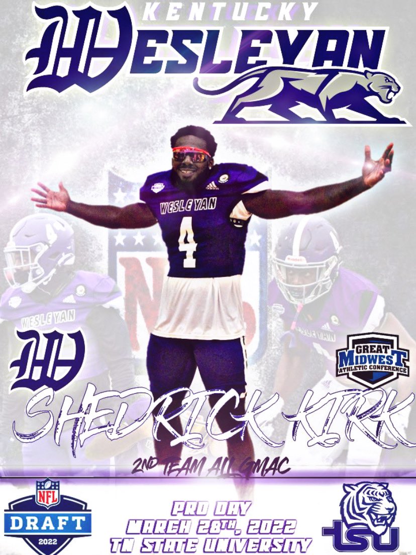 kwc_football's tweet photo. 🚨🚨 Pro Day’s on tap for @KWCPanthers very own @big4kirko &amp; @walker_kishawn ‼️‼️ Big thank you to @TSUTigersFB &amp; @WKUFootball … 🚨🚨

#ForTheW #OneHeartbeat #Legendary https://t.co/neWDg3E8U1