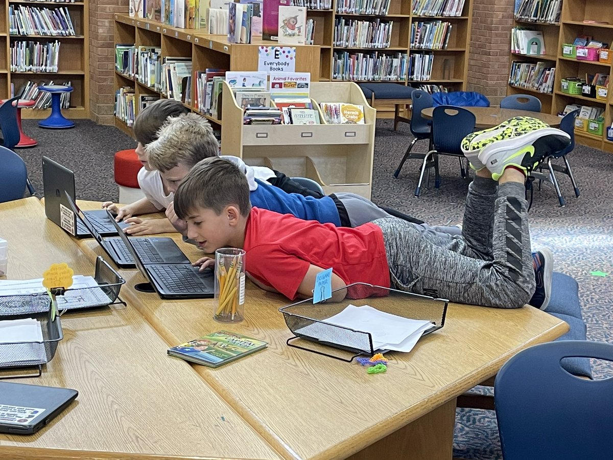 You know your students feel totally comfortable in their media center when you find them like this! <a href="/jhagen_cte/">Jennifer Hagen</a> <a href="/CherryTreeElem/">Cherry Tree Elem.</a>