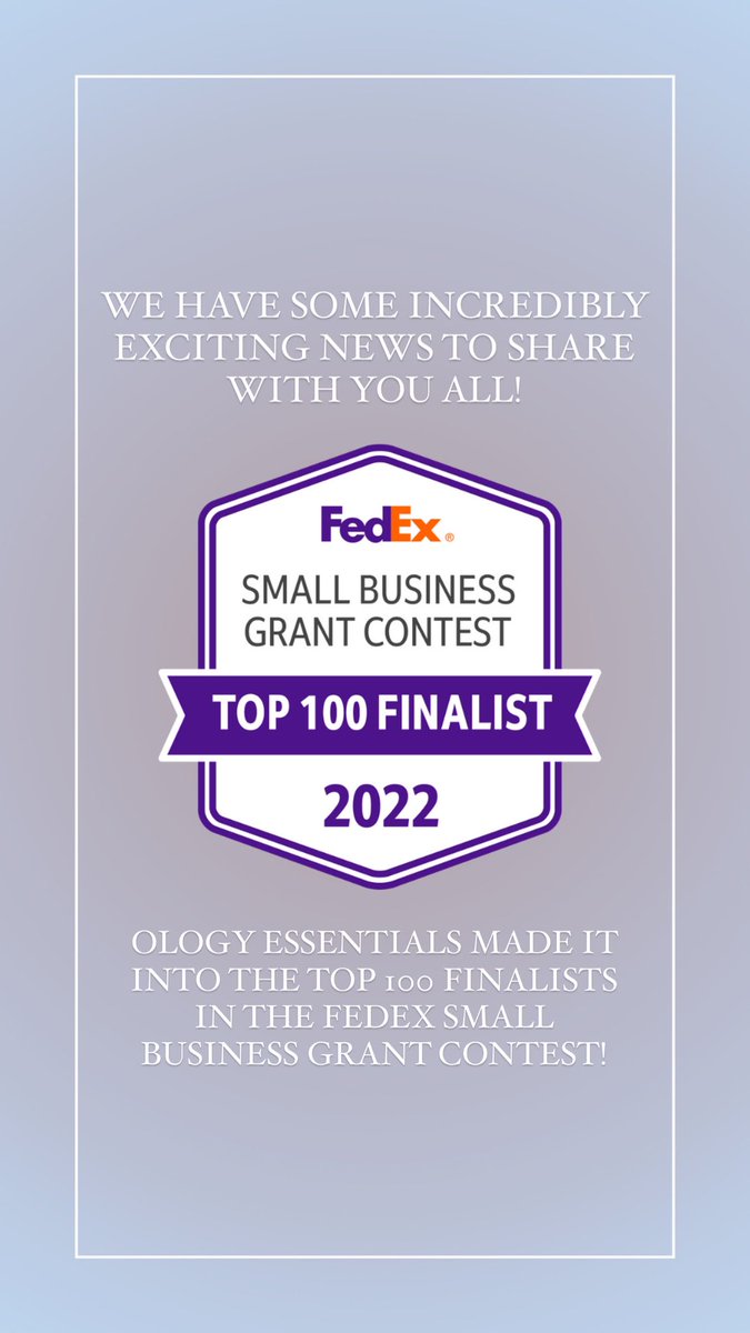 OlogyEssentials's tweet image. Exciting news! We made it into the Top 100 Finalists in the FedEx Small Business Grant Contest! ✨

The voting now goes to YOU - our amazing community! We are so appreciative of every vote that is made. Thank you! 💚

Link &amp;amp; additional information below!

smallbusinessgrant.fedex.com/entry/UHO2R0Pn