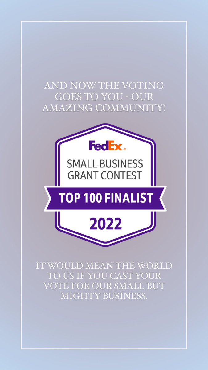 OlogyEssentials's tweet image. Exciting news! We made it into the Top 100 Finalists in the FedEx Small Business Grant Contest! ✨

The voting now goes to YOU - our amazing community! We are so appreciative of every vote that is made. Thank you! 💚

Link &amp;amp; additional information below!

smallbusinessgrant.fedex.com/entry/UHO2R0Pn