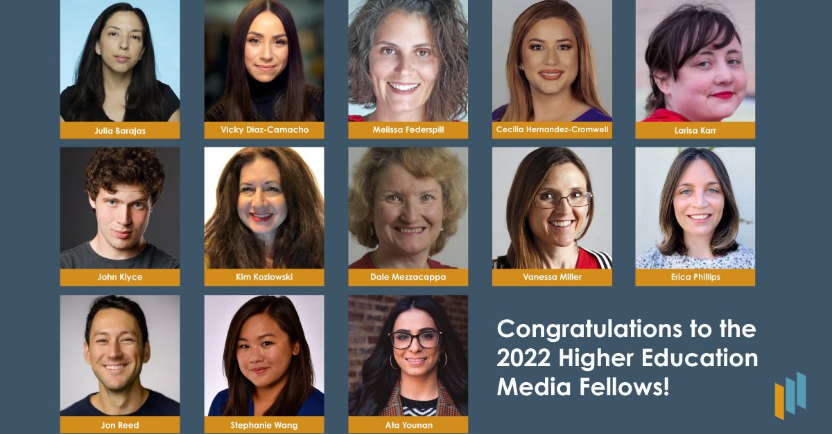 helloCandS's tweet photo. Congratulations to the 13 journalists in the Higher Ed Media Fellowship spring class! Fellows represent a variety of outlets, regions, media, and interests and will each pursue a #CTE reporting project https://t.co/Vxib05iDrF https://t.co/VlPl5jiqsf