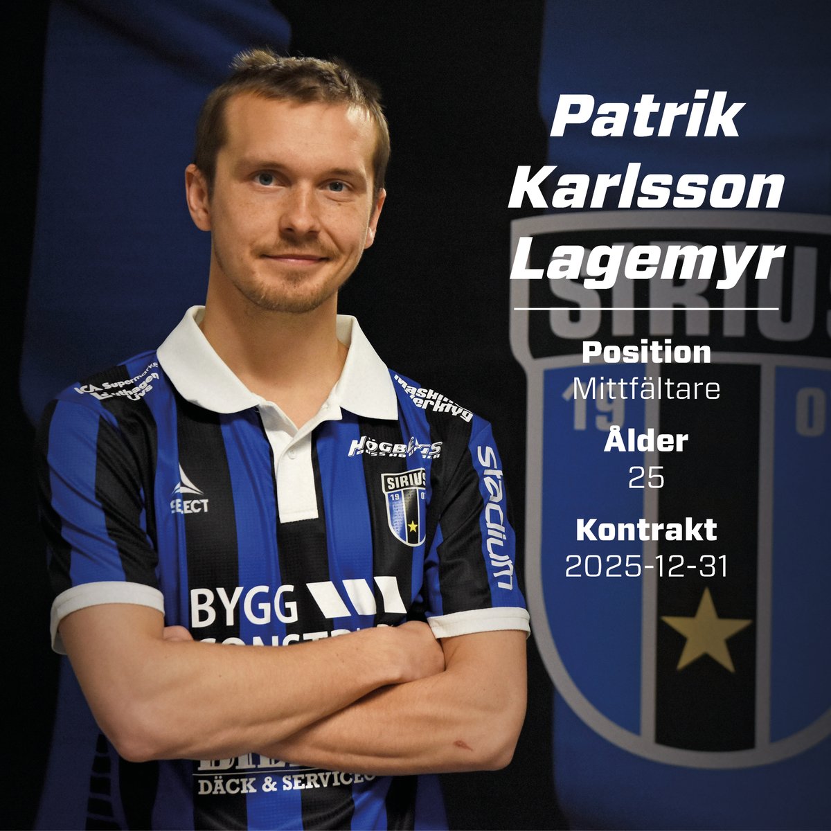 Välkommen till Sirius, Patrik Karlsson Lagemyr! 🔵⚫