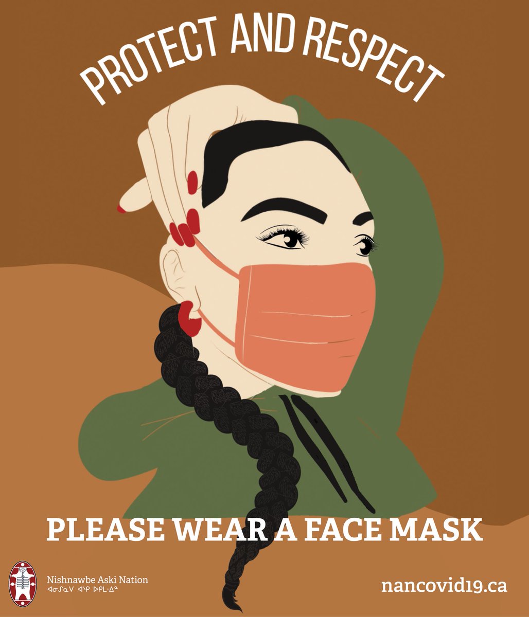 By continuing to wear a face mask, you can:
-Show humility, love, and respect towards the people around you, and 
-Be wise, honest, brave, and truthful, by acknowledging that COVID-19 still poses a risk.
Let’s continue to live well with #COVID19

Image courtesy of <a href="/NANComms/">Nishnawbe Aski Nation</a>
