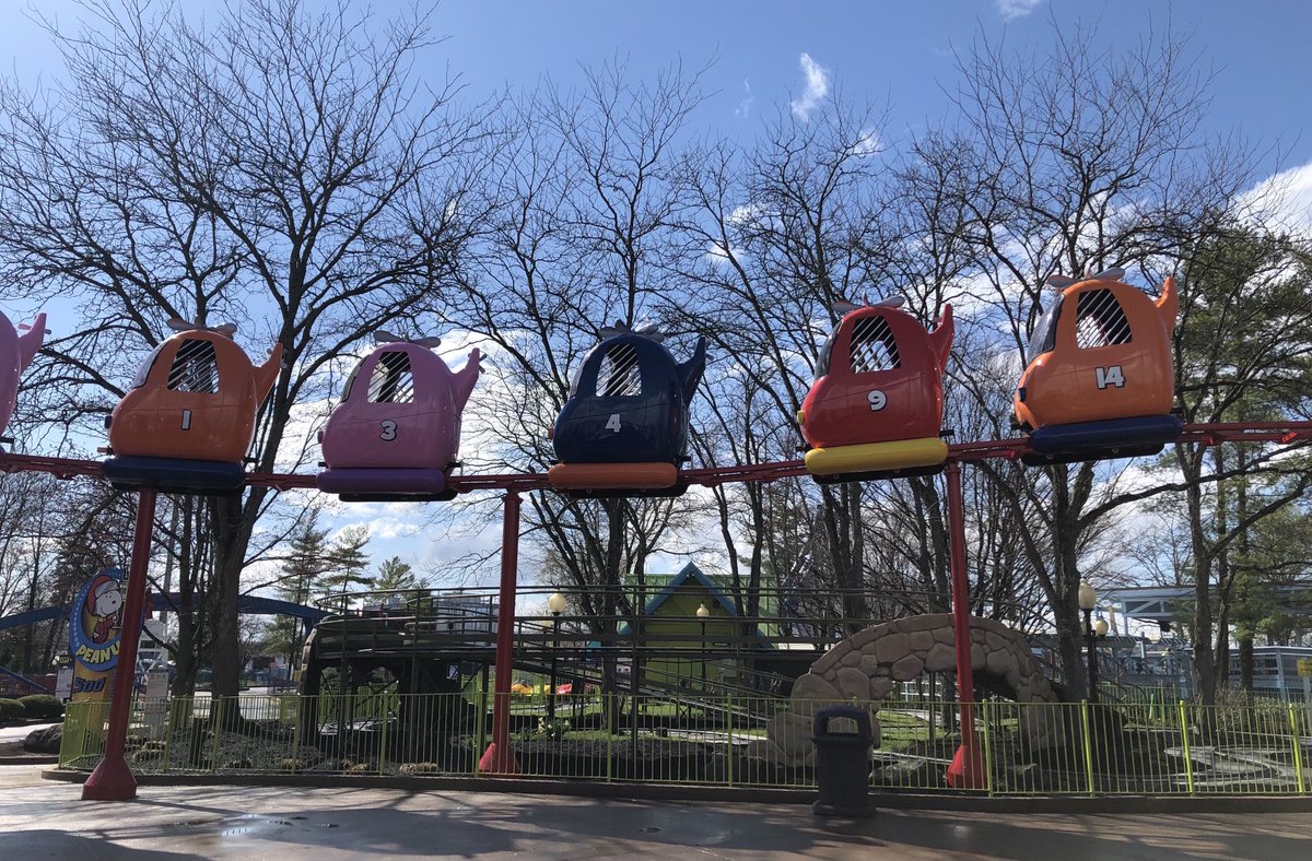 The freshly painted Woodstock Whirlybirds is among the first attractions to begin test cycles in preparation for our upcoming 50th Anniversary season. #KingsIsland