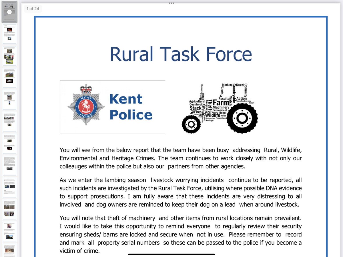 #rural crime report from #kentpolice shows how much is going on in challenging the #criminals in society. @ruraltaskforce #ruraltaskforce #kent