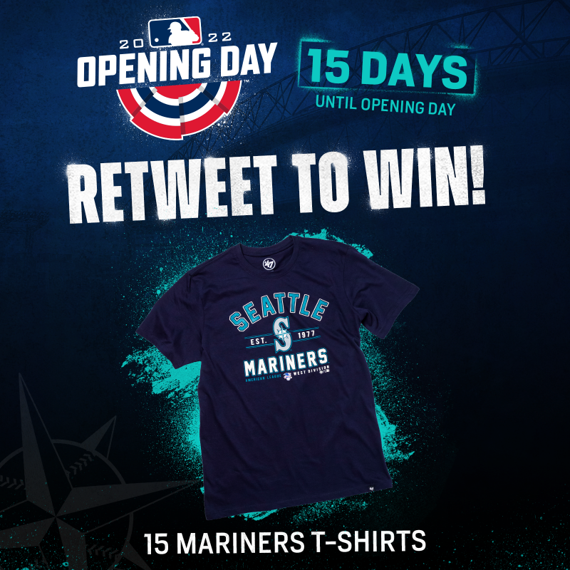 Mariners's tweet photo. 🚨 RETWEET TO WIN 🚨 

Just 1️⃣5️⃣ days until Opening Day, so we’re giving away 1️⃣5️⃣ t-shirts thanks to the @MarinersStore! Just smash that RT button for a chance to win. #SeaUsRise