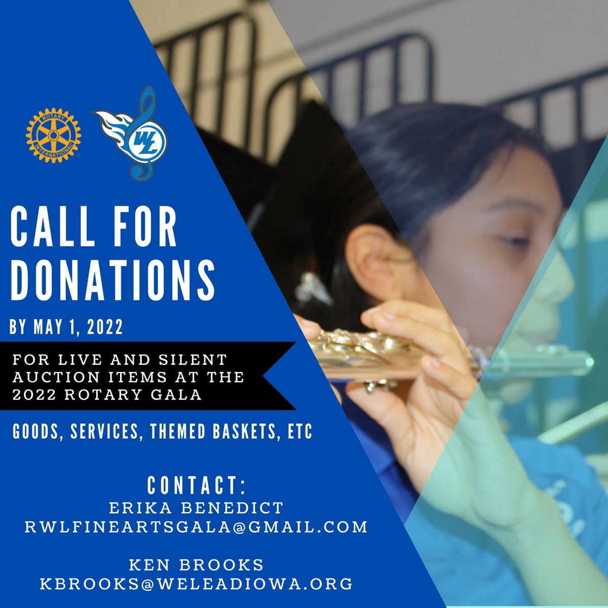 WLHSCometBand's tweet photo. The Rotary Gala this year will benefit the WL Fine Arts Boosters on behalf of the district band and choir programs. Please let us know if you have something you could contribute to the silent or live auction! https://t.co/csdIEfVjJR