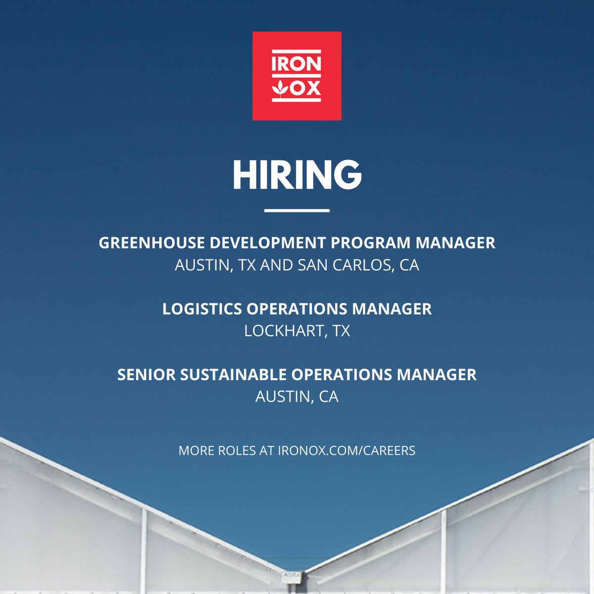IronOxFarms's tweet photo. We are #hiring! 

Iron Ox is pioneering a sustainable and precise way of growing fresh produce, using robotics and plant science, to reduce agriculture’s impact on global climate.

More careers at https://t.co/SO3y93THP0

#bayareajobs #austinjobs #programmanger #operationsmanager https://t.co/FouSadxq1q
