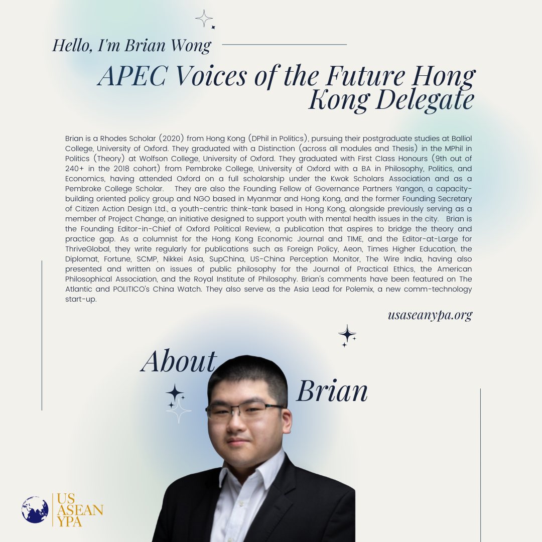 AseanUs's tweet photo. In countdown towards our second webinar, “OECD, APEC &amp; ASEAN collaboration under Thailand in 2022” we would like to highlight our guest speaker, Brian Wong! 

🗓 29 MARCH 2022
🕖 7PM GMT +8 

Register now at: 🔗 https://t.co/jJTGaBpInN

#apec #asean #thailand #oecd #asean https://t.co/qEEluU36gg