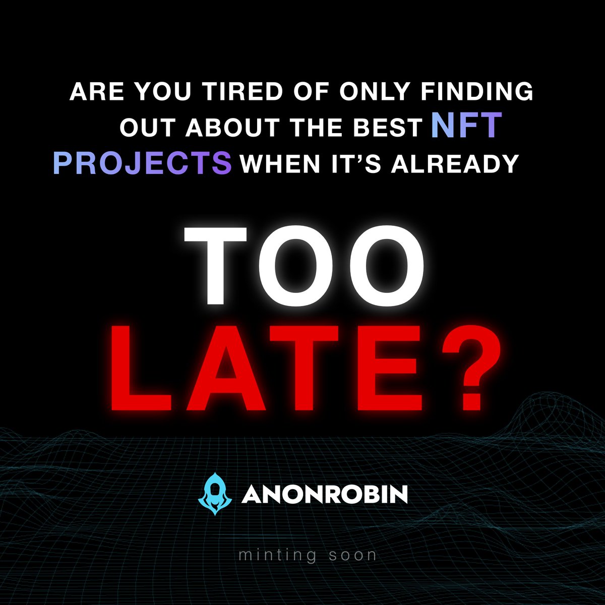 AnonRobin_NFT's tweet photo. We have eyes 👀 everywhere looking for the best #NFT projects while they’re early and you can still get whitelisted 📈 + amazing tools to help you snipe the best NFT deals 😎 

What's your favorite Anon Robin feature? 👇 https://t.co/P97Nc1VBRW