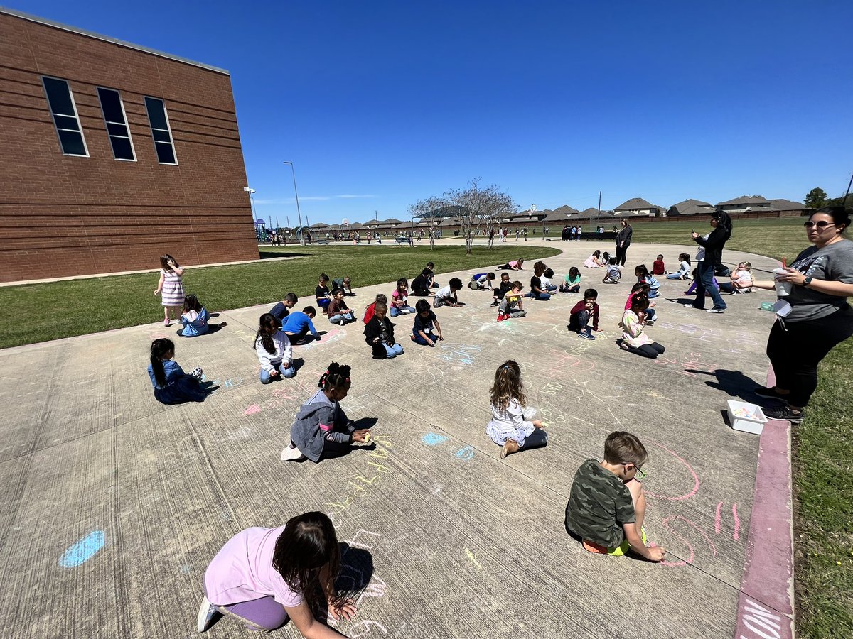When it’s a beautiful day outside, you go and compare numbers using chalk for math!