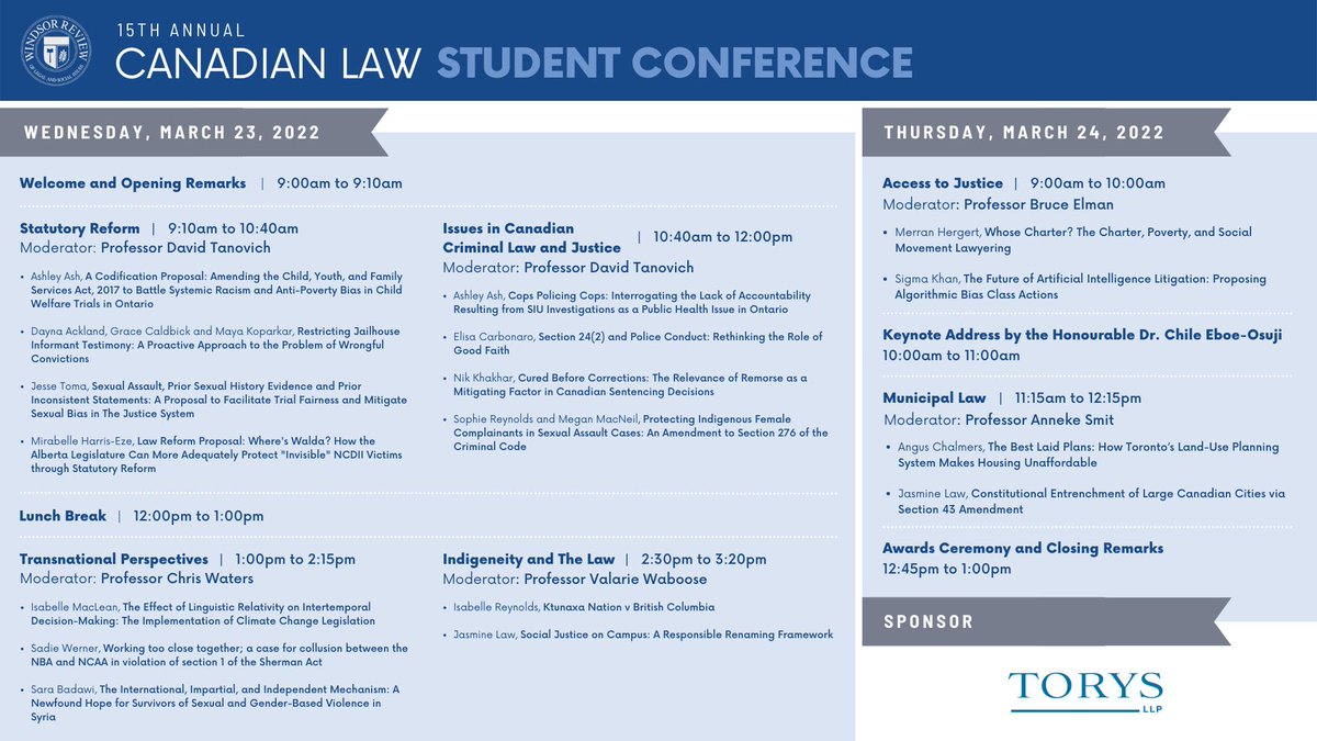 WRLSI's tweet photo. Check out our schedule the 15th Annual Canadian Law Student Conference. Join us at the link below today and tomorrow!
https://t.co/qnqHiN3JWM https://t.co/1pDq4NFy0D