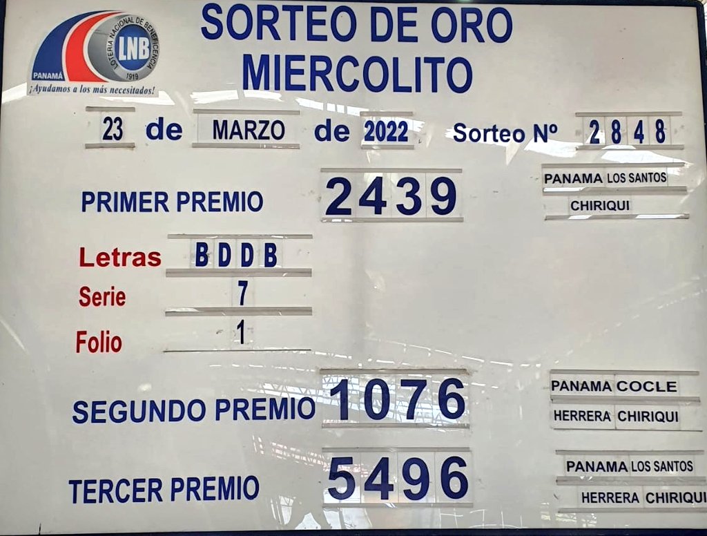 Sorteo intermedio 23 de marzo del 2022.