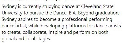 CSUTheatreDance's tweet photo. w/#CSU SPRING DANCE CONCERT 22 coming up this Fri &amp; Sat (Mar 25 &amp; 26), let's meet our CSU Dancers! Here's Dance Co Member Sydney Adebo - more below. $5 TIX: https://t.co/hZajQoDadJ 
#CSUTheatreDance #Dance #Cleveland #PlayhouseSquare @CLE_State @CSUCLASS @CSUDanceOhio @CSU_CAB https://t.co/vxrffIG4f7