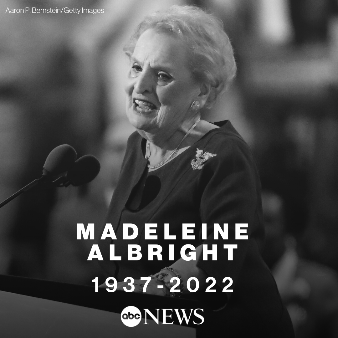 ABC's tweet photo. MORE: Albright was nominated for secretary of state by Pres. Bill Clinton and served in the role from 1997 to 2001. https://t.co/Wj7p7Wz1vC https://t.co/N357ECga3s