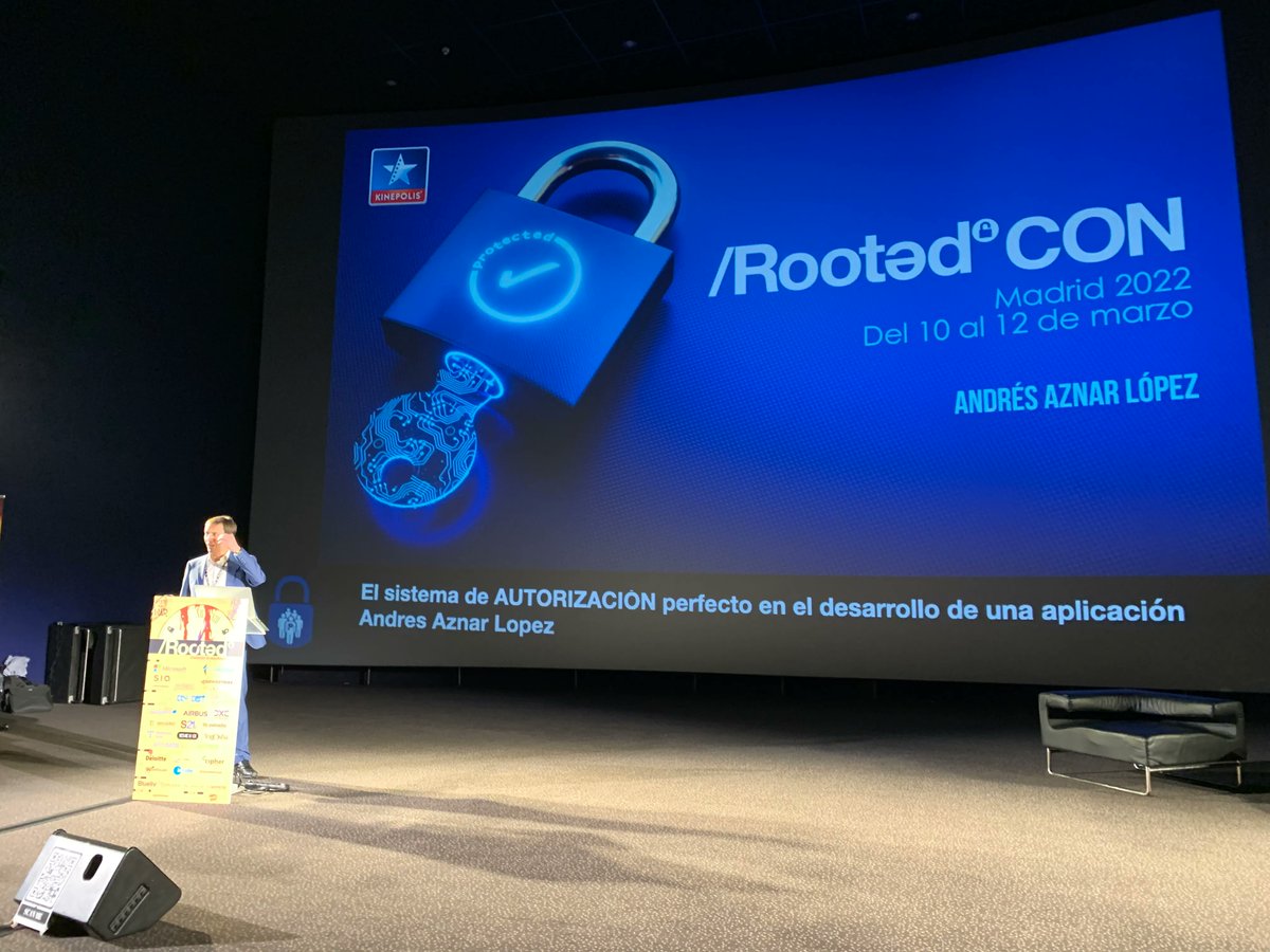 ProtAAPP's tweet photo. Hoy nos gustaría dar nuestras más sinceras gracias a Andrés Aznar (@aaznar3) por su charla: "El sistema de AUTORIZACIÓN perfecto en el desarrollo de una aplicación". Sin ti no hubiese habido sala #ProtAAPP en la @rootedcon. https://t.co/SAygNWlKEU