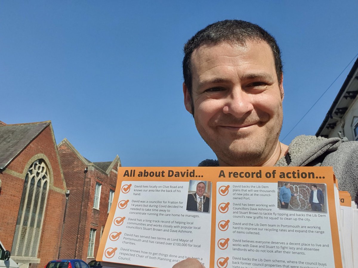 Dave Ashmore (@rayne360) on Twitter photo Great weather today to be out & about in #Fratton delivering @PortsmouthLD #Focus leaflets for <a href="/davidfullerld/">David Fuller</a>, our candidate for #Fratton on May 5th.
Good for getting the step count up as well 👍🔶️
#WorkingAllYearRound #Portsmouth #LiberalDemocrats Great weather today to be out & about in #Fratton delivering @PortsmouthLD #Focus leaflets for <a href="/davidfullerld/">David Fuller</a>, our candidate for #Fratton on May 5th.
Good for getting the step count up as well 👍🔶️
#WorkingAllYearRound #Portsmouth #LiberalDemocrats