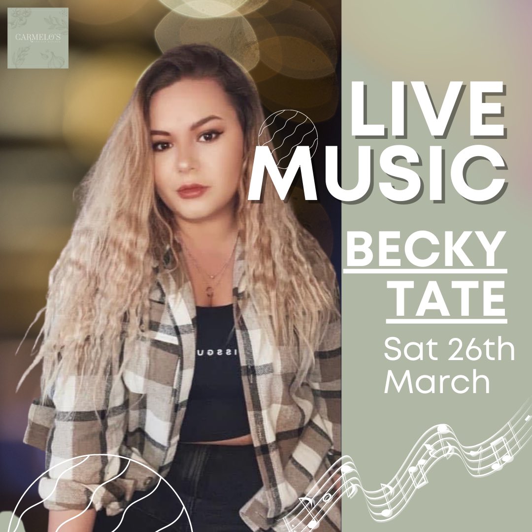 We’ve got 𝒍𝒊𝒗𝒆 𝒎𝒖𝒔𝒊𝒄 to look forward to this Saturday from 𝐁𝐞𝐜𝐤𝐲 𝐓𝐚𝐭𝐞! 🎤🎶🥂

Join us for dining in the restaurant this weekend | 01204 882307 🍝 Or just join us in Bilardi’s Bar for a few drinks! 🥂