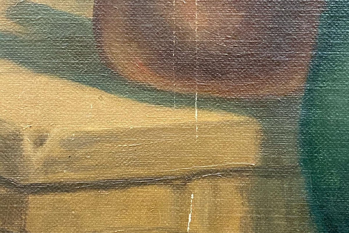 Before and after cleaning, filling, inpainting and framing a religious scene. #capecodpictureframing