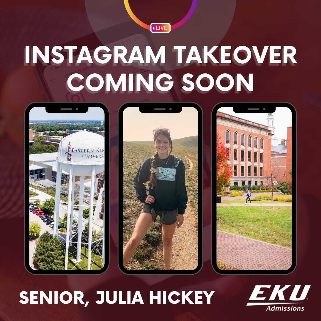 Hey #FutureColonels! Ever wonder what its like on to be a student on EKU's campus? Tune into our Instagram story next week to watch EKU Senior Julia Hickey show us a typical day in the life as a Colonel!