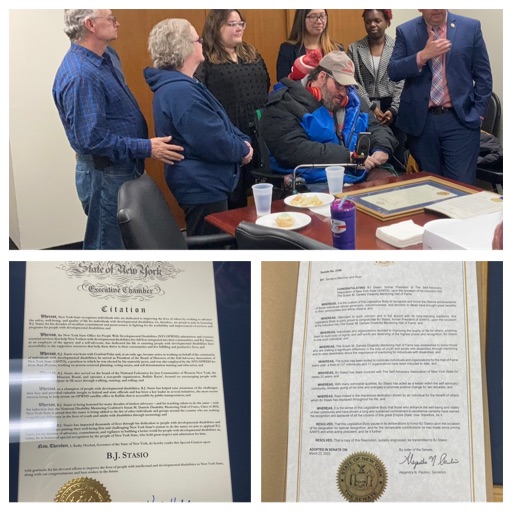 Congratulations to <a href="/BjStasio/">Bj Stasio</a> who received a resolution from Senator John Mannion celebrating his induction into the Susan M. Daniels Disability Mentoring Hall of Fame.