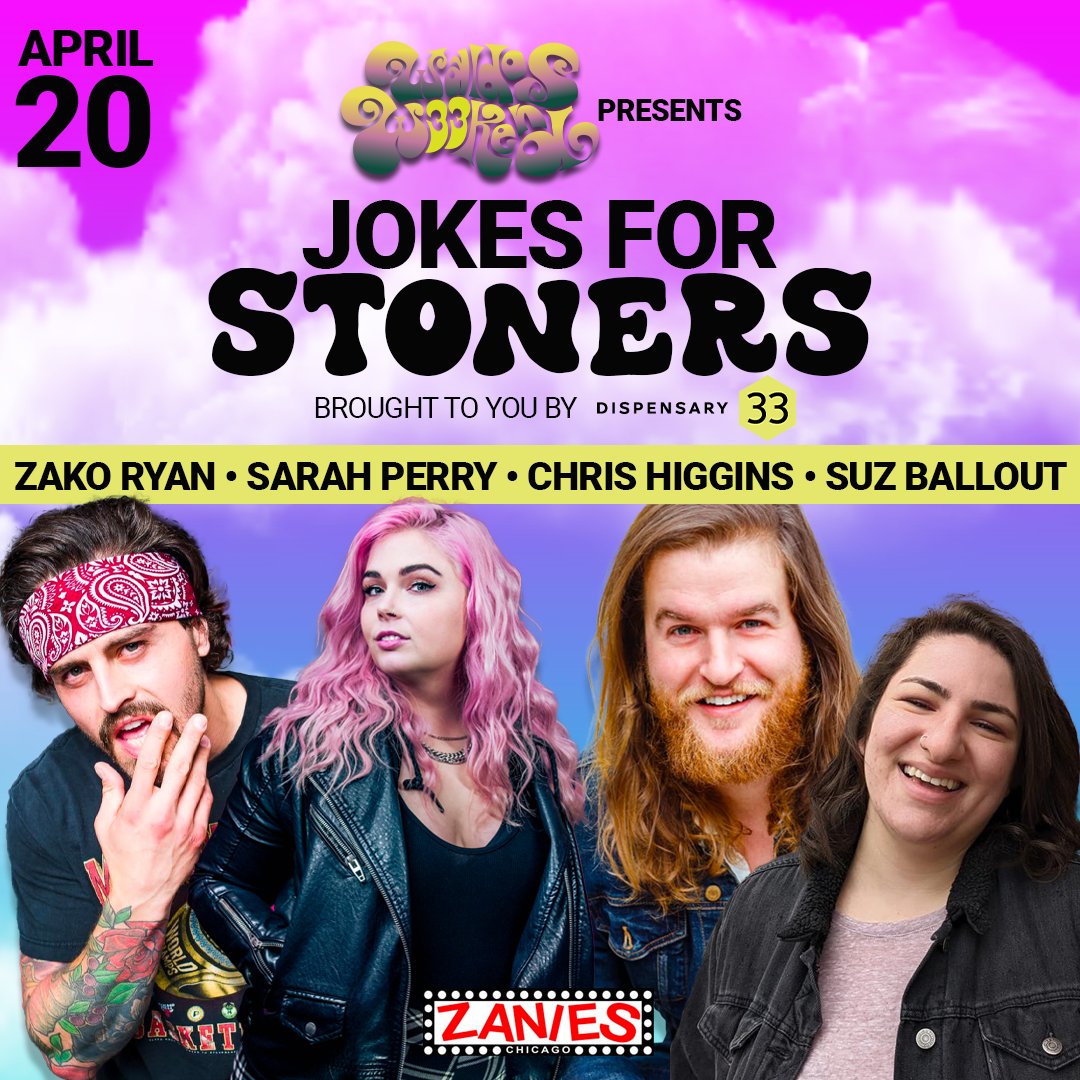 ZaniesChicago's tweet photo. Waldos Forever Fest presents: Jokes for Stoners! Waldos Forever Fest is a week of festivities brought to you by the best dispensary in the city .@Dispensary33 

Get your tickets FAST before they sell out. 4/20 at Zanies! TIX: https://t.co/FyTihrShCc https://t.co/QYc1GZiQzE