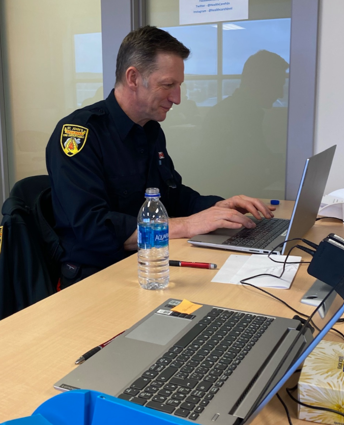 HealthCareFdnNL's tweet photo. We have an incredible team of first responders from @RNC_PoliceNL @RoversSAR @SJRFD_NL and @EasternHealthNL Paramedicine and Medical Transport answering the calls at @Trades_NL. Please call to make a donation - 777-1459/1-833-310-0334! @590VOCM @VOCMCares https://t.co/hEUCSIn1k3