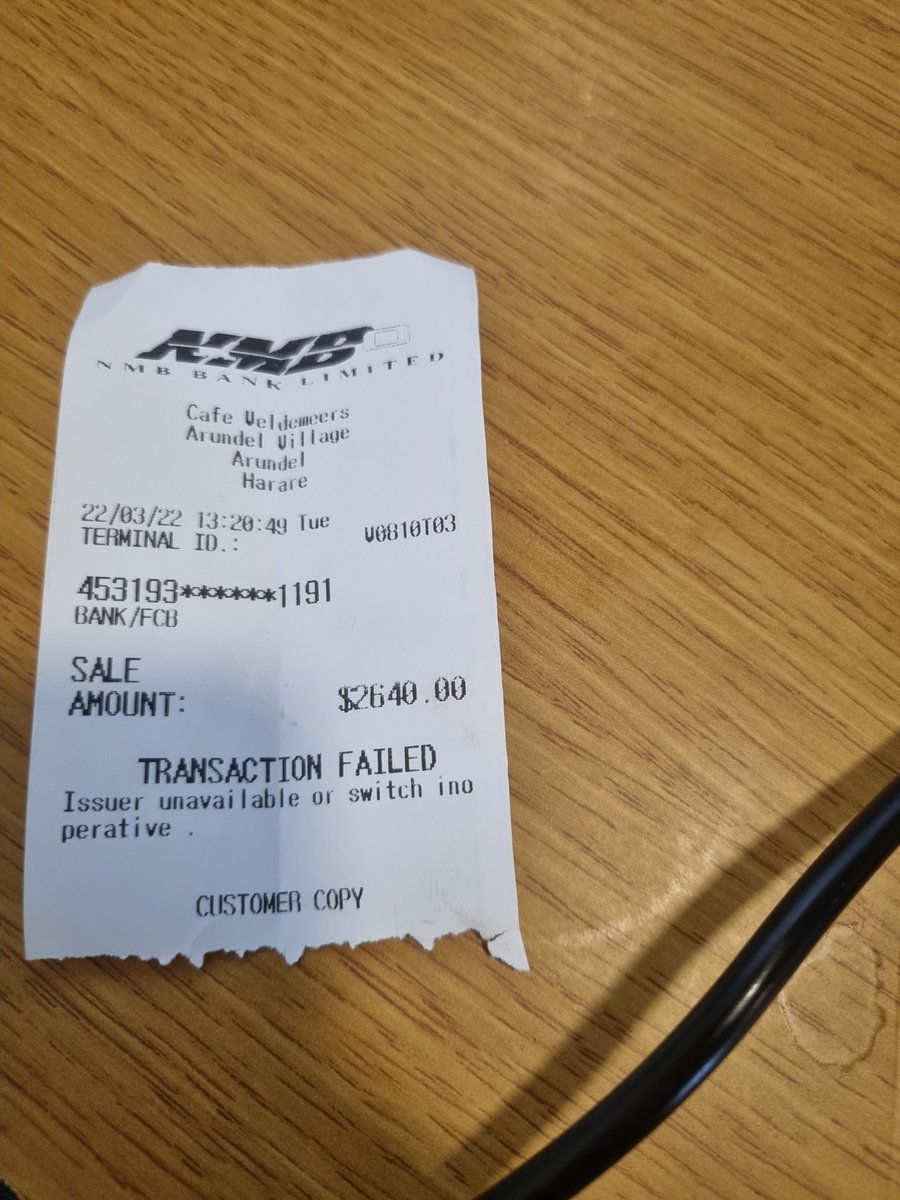 munatswa_p's tweet photo. @FirstCapitalZim 
Good evening, I swiped that transaction at Valdemeers Arundel and failed however my account was debited and no reversal processed. 

Please assist with reversal.

Thank you https://t.co/kpLOlkRKh9