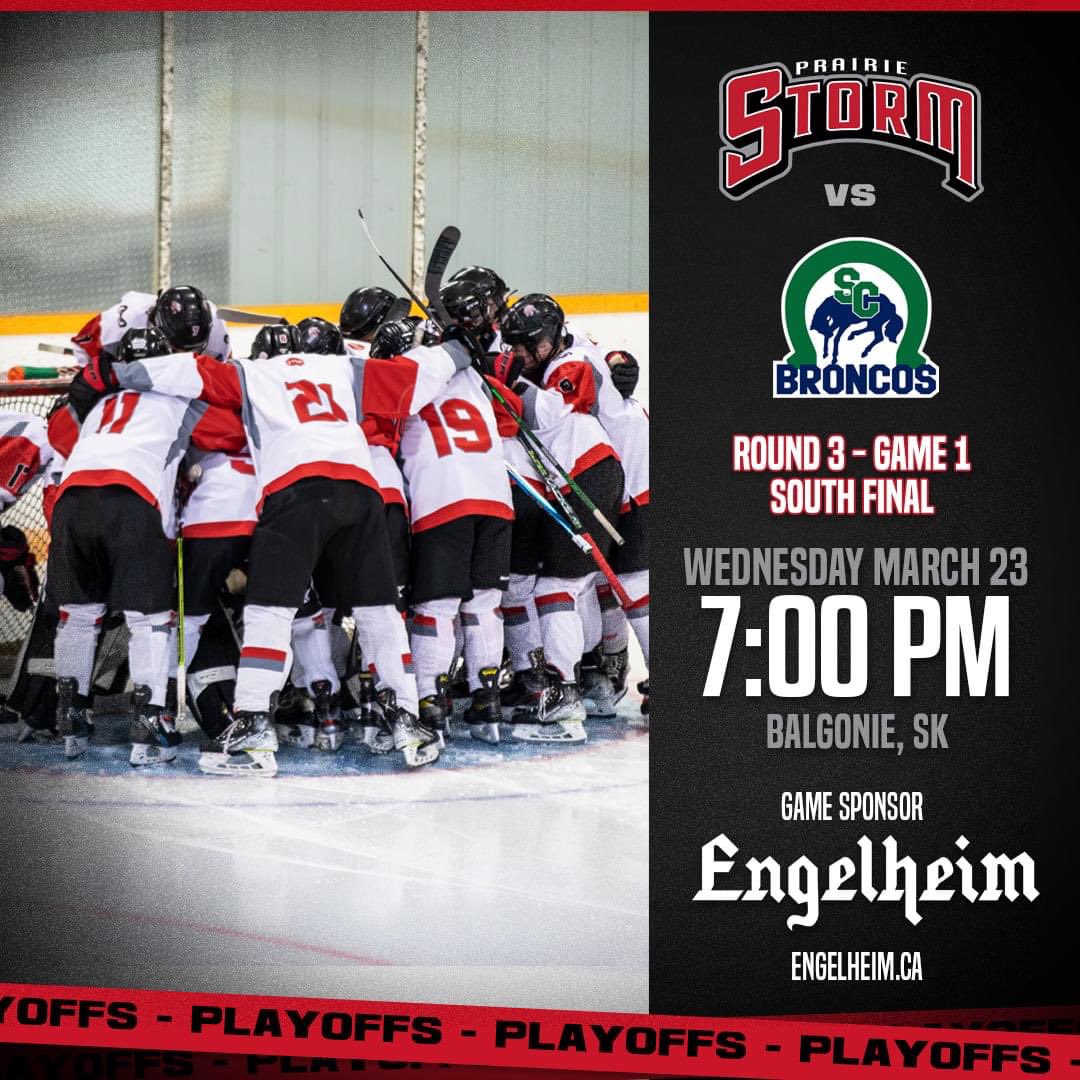 GAME DAY! Round 3 Game 1 of the #SAAHL South final tonight in Balgonie against the Swift Current Broncos. 7:00 PM Puck Drop. 

Shout out <a href="/EngelheimBus/">Engelheim</a> who look after getting us safely to our away games!
