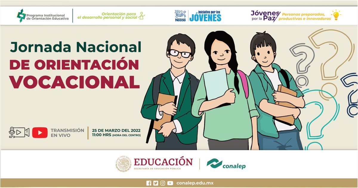 Tienes una cita el día de hoy en donde podrás participar en nuestra conferencia sobre Orientación Vocacional a las 11 h. en la que se te asesorará sobre tu toma de decisiones en el tránsito hacia el trabajo.
👉bit.ly/3NcUA1x