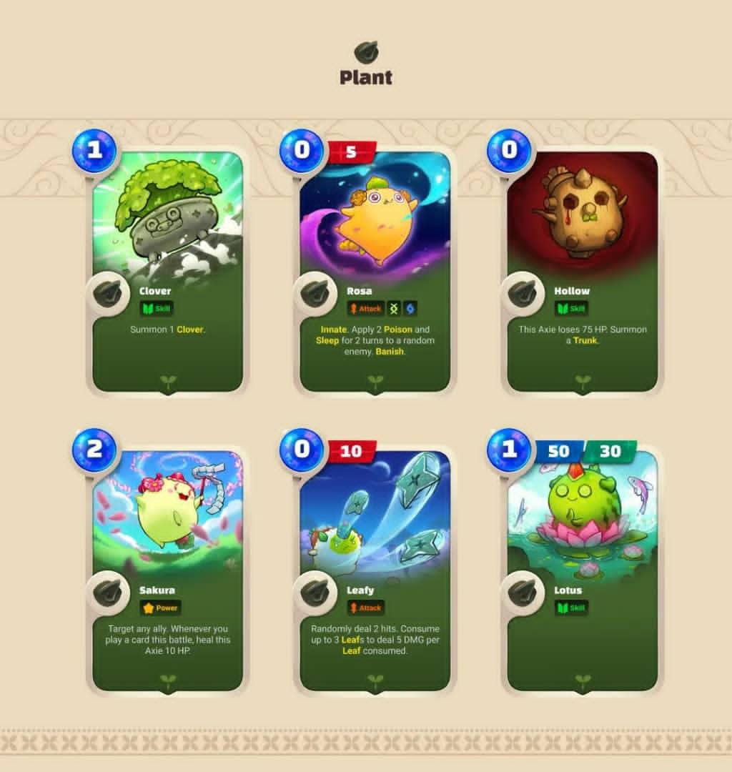 OriginNFTGames's tweet photo. Acá les traigo las cartas de orejas en Axie Infinity Origin :) https://t.co/tYKK4gAUNO