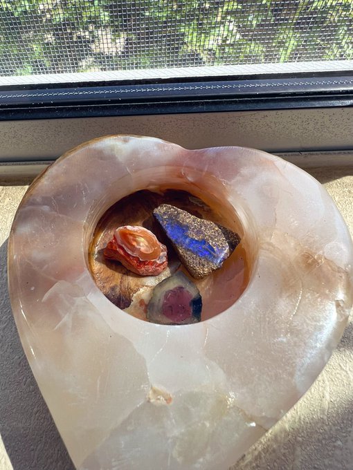 Im moving and found my three favorite stones gifted to me several years ago from friends. Raw fire opal