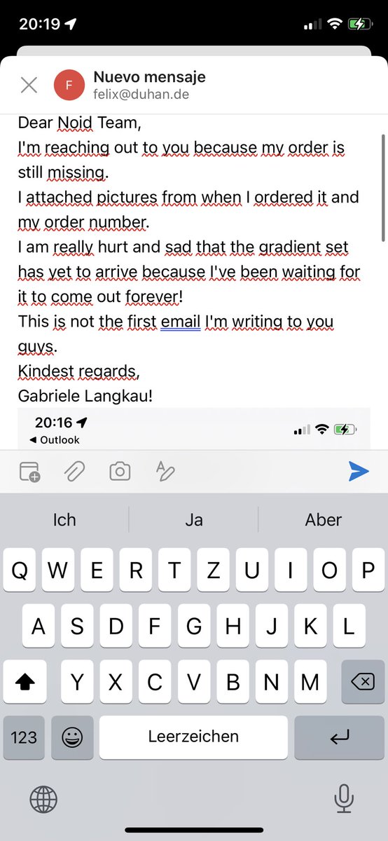 thoroughFranta's tweet photo. @denzeldion please help me out. I‘ve been reaching out to your NOID email many times now. My gradient set is still missing. I‘m really desperate and I don‘t no what to do. I attached pictures for evidence. https://t.co/AieoF65NT8
