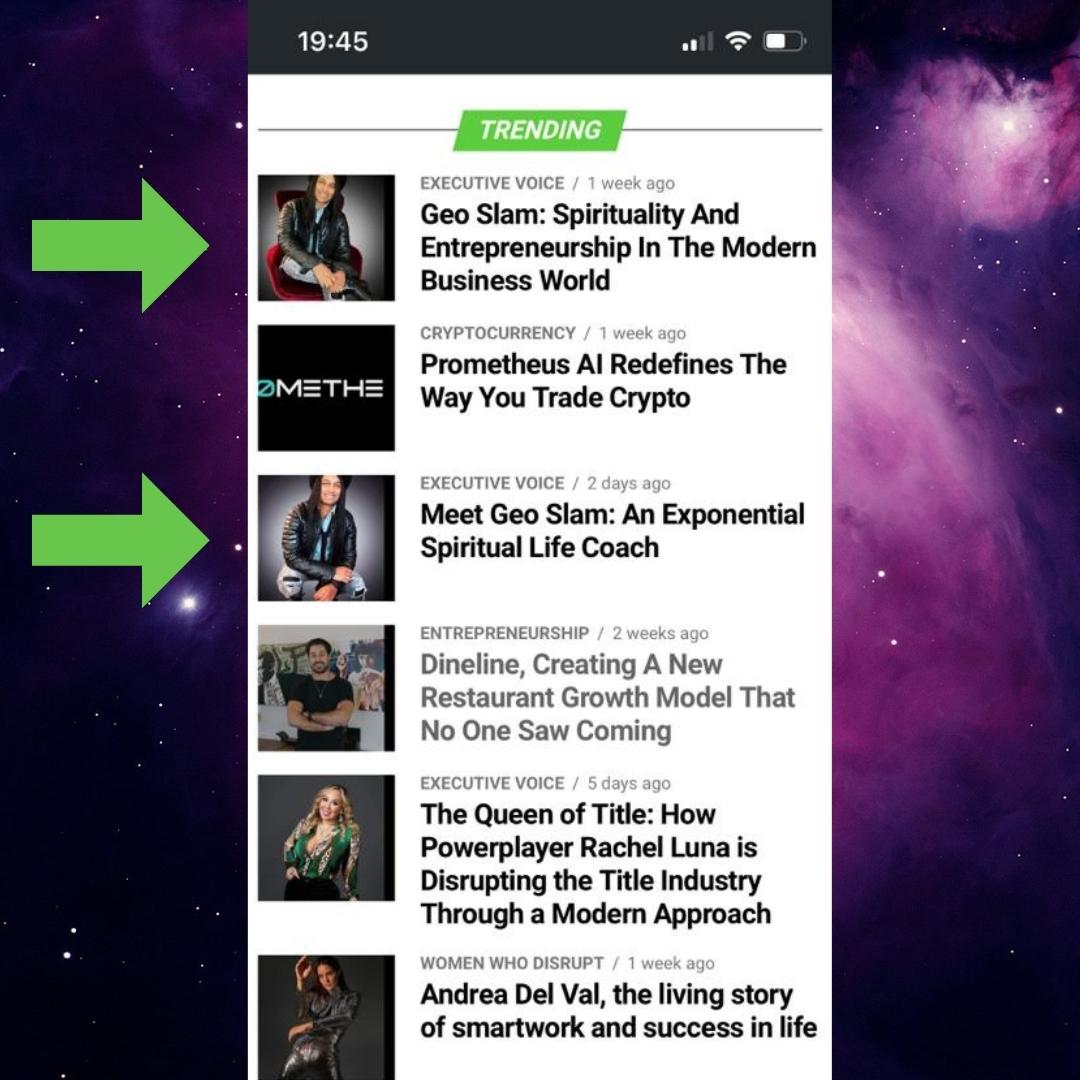 GeoSlamOfficial's tweet photo. Thankful that both of my Articles on Disrupt Magazine are Trending at the same time.
➡️ To read the Interview, check the link below:
https://t.co/2qSxgiNYQz
Thanks for the Feature @disruptmagazine ⚡️
.
.
#disruptmagazine #geoslam #spiritualbusiness #exponentialspiritualcoach https://t.co/snGpWNv5Gp