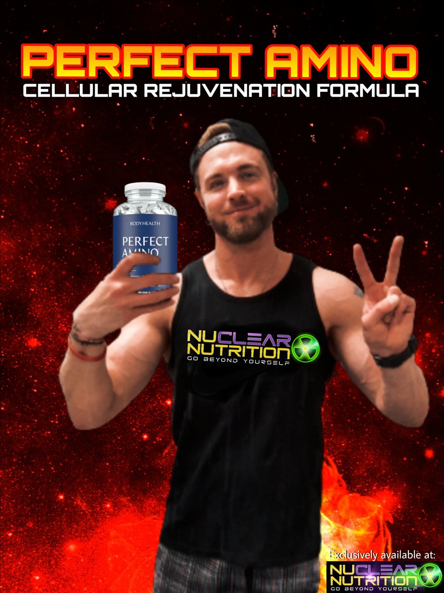NuclearHealth's tweet photo. 💪☢️ Ready to get STRONGER, perform BETTER, &amp; recover FASTER? 💥

NOT whey protein or just BCAA's.

PerfectAmino is absorbed into the blood stream within 23 minutes and is 99% utilized in the creation of new muscle mass — 6X the utilization of Whey or Soy.

Only at @NuclearHealth https://t.co/hZUG5qFwh1