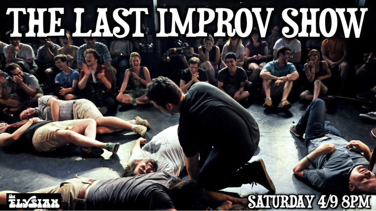 The Elysian (@elysiantheater) on Twitter photo SAT 4/9 @ 8 PM.
The *real* Last Improv Show w/ <a href="/DanBlackAttack/">Dan Black π π</a>! An all-star lineup of improvisers do scenes based off stories from a guest monologist!
Get tix: elysiantheater.com/shows/lastimpr⦠SAT 4/9 @ 8 PM.
The *real* Last Improv Show w/ <a href="/DanBlackAttack/">Dan Black π π</a>! An all-star lineup of improvisers do scenes based off stories from a guest monologist!
Get tix: elysiantheater.com/shows/lastimprβ¦