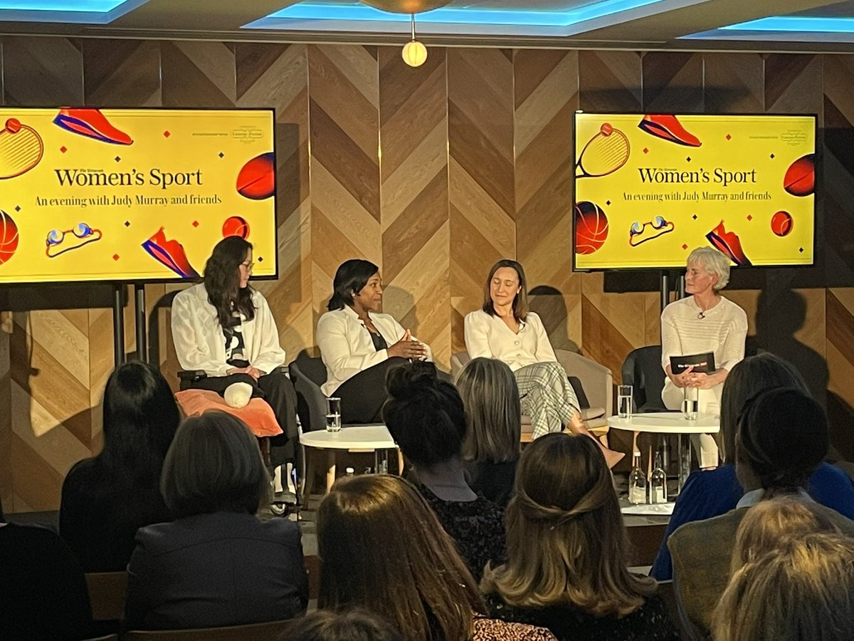 Anna_Kessel's tweet photo. Oh my goodness these four women are absolutely incredible. What a brilliant way to spend an evening, laughing my head off listening to their lovely jokes, and beaming at their pearls of wisdom. Thank you @JudyMurray @J_Ennis @alice__tai @MaggieAlphonsi 
👑👑👑👑 https://t.co/PyS4jGcnIQ