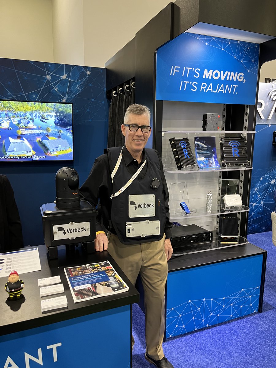 Vorbeck's tweet photo. Day 1/3 at #ISCWest2022! Our VP of Sales, Tom McVeigh, will tell you all about our #FirstResponder products. @Vorbeck's goal is to provide #CommunicationSolutions in the form of #WearableTech! If you are attending, be sure to visit our Stand #31045, with @RajantCorp!! https://t.co/akOiFnt2s2
