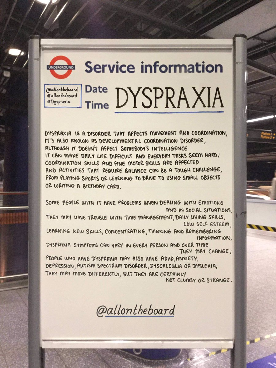 Dyspraxia is a disorder that can affect somebody’s movement and coordination. A person with Dyspraxia may move differently to others, but they are not clumsy or strange. 

#Dyspraxia #NeurodiversityCelebrationWeek #allontheboard