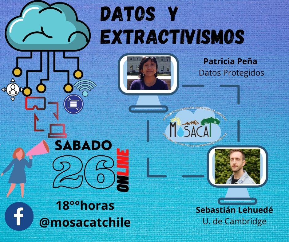 Movimiento Socioambiental Comunitario (@mosacatchile) on Twitter photo Este sábado 26 de marzo 18 horas y online vía Facebook , nos reuniremos a informar como el Extractivismo también se da con Datos
<a href="/s_lehuede/">Sebastián Lehuedé</a> Este sábado 26 de marzo 18 horas y online vía Facebook , nos reuniremos a informar como el Extractivismo también se da con Datos
<a href="/s_lehuede/">Sebastián Lehuedé</a>