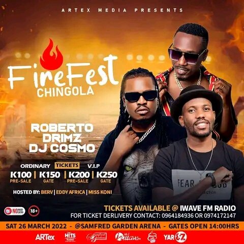 RobertoFanz's tweet photo. It's happening, pull up!!!

Fire Fest Chingola 🔥🔥🔥
@RobertoZambia , Drimz &amp; Dj Cosmo. https://t.co/gNhzV7x5NF