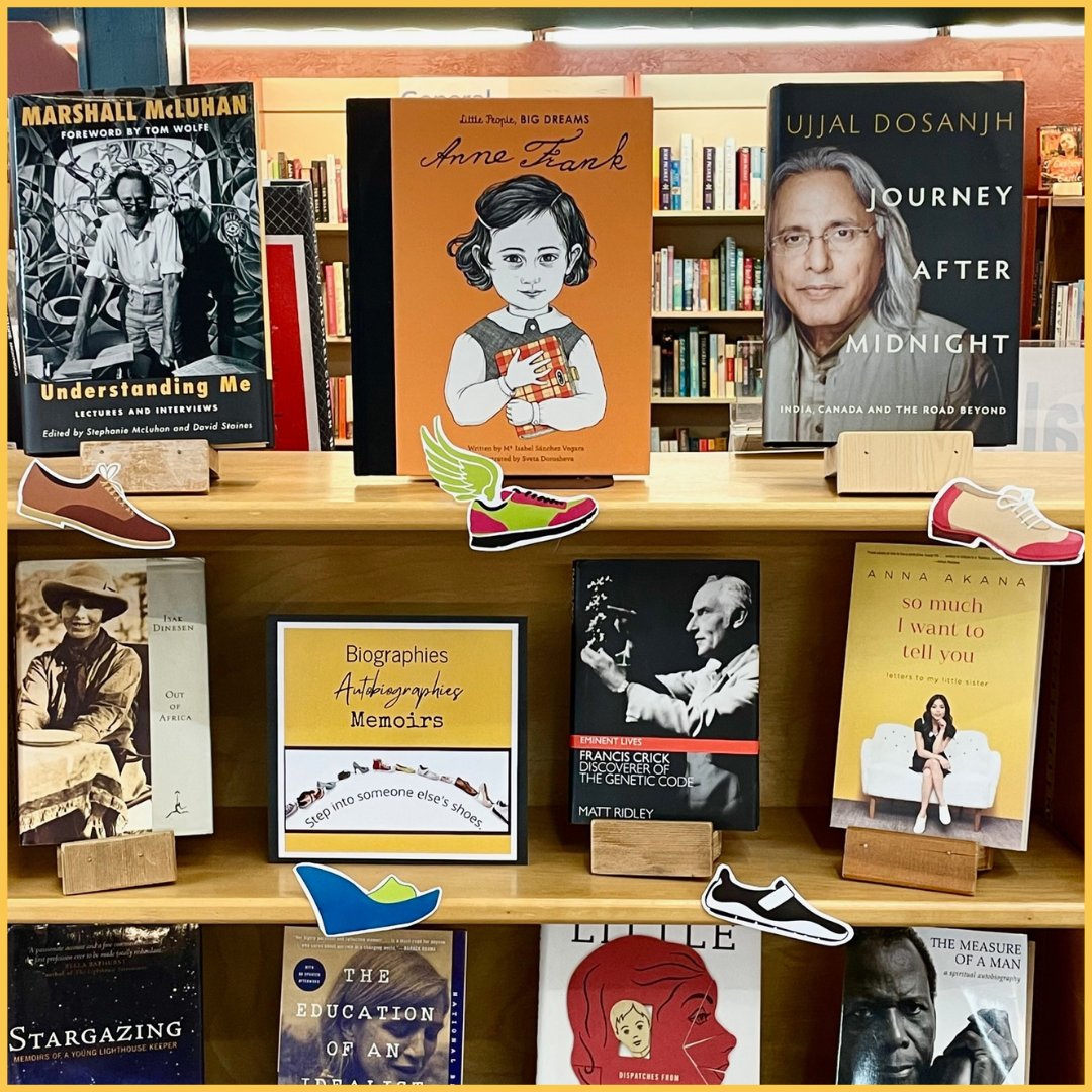LitCentralVI's tweet photo. Step into someone else's shoes! We've got oodles of biographies, autobiographies, and memoirs to choose from. #usedbookstore #downtownnanaimo #lifewriting https://t.co/AIveycg1tS