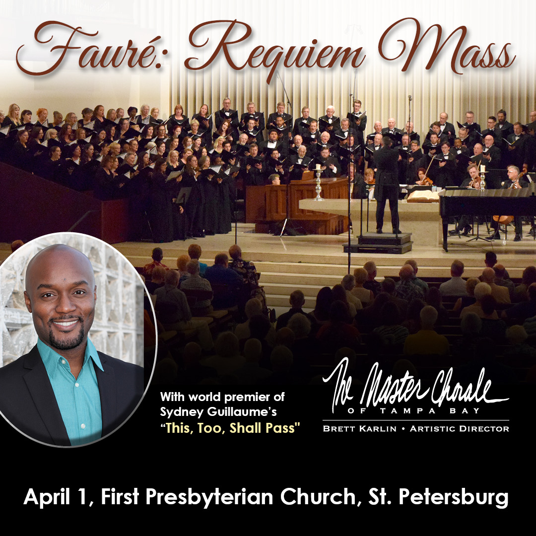 Less than 10 days! Experience Faure's glorious, uplifting Requiem Mass and be the first to hear the world premiere of Sydney Guillaume's "This, Too, Shall Pass" APRIL 1 #STPETE 🎟️TICKETS: masterchorale.com/faure-requiem.…